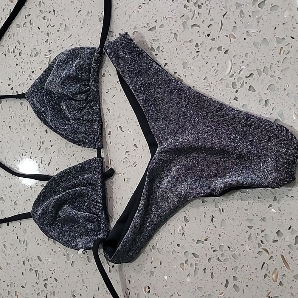 Black and silver sparkle bikini